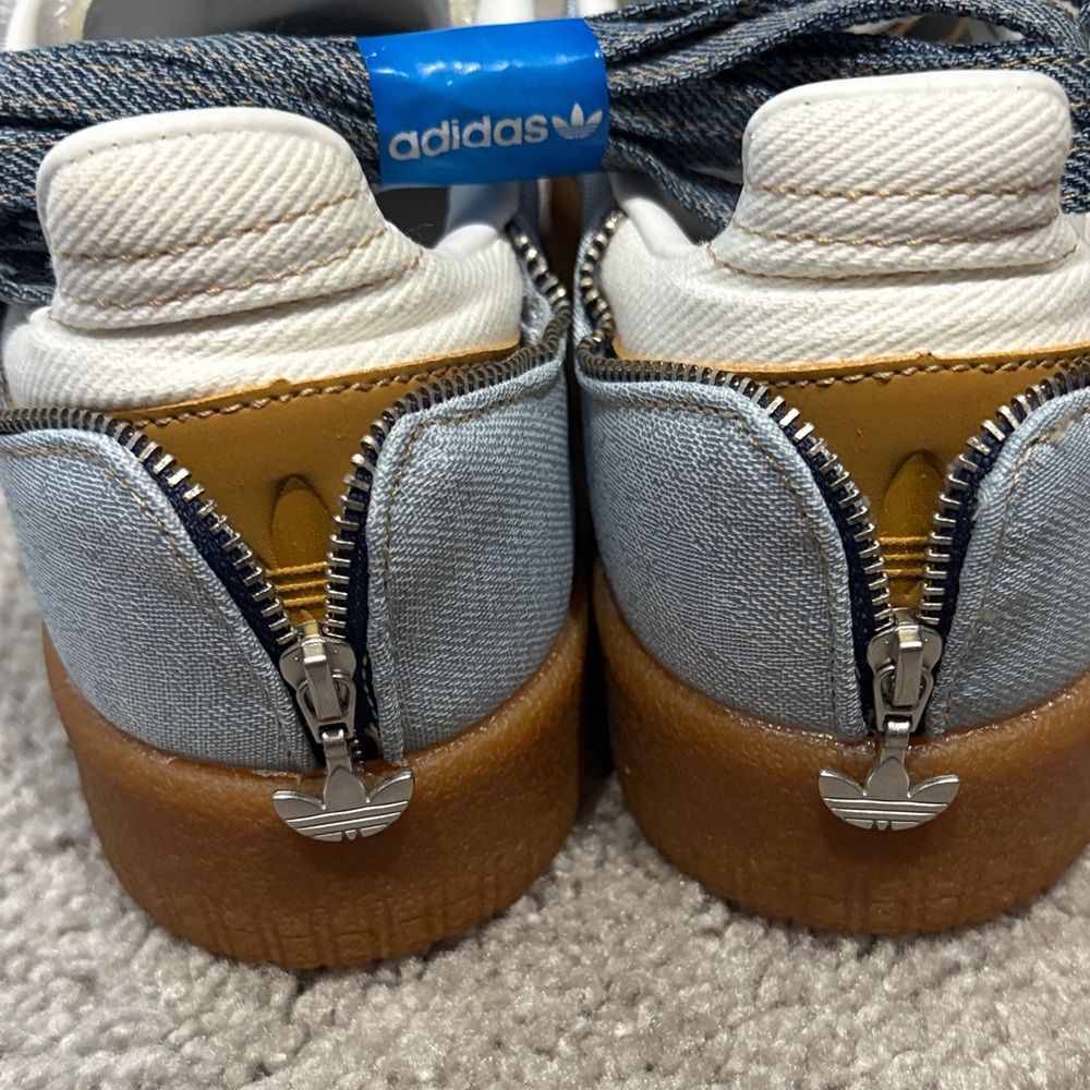 adidas Denim and White Retro Gum-Sole Sneakers - Picture 2 of 3